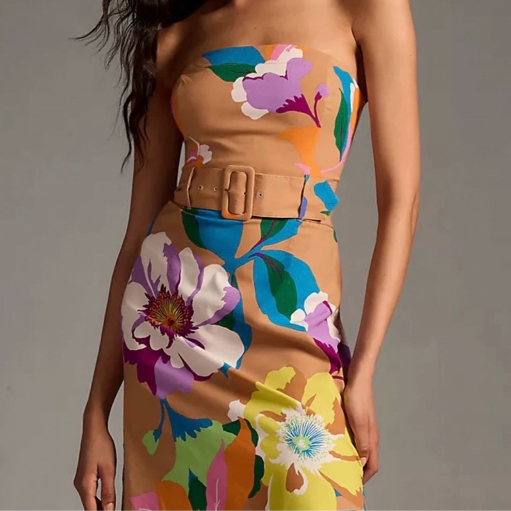 Maeve floral strapless dress